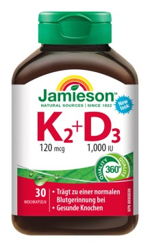 Jamieson Vitamin K2 & D3 120 mcg/1000 IU 30 Kps.